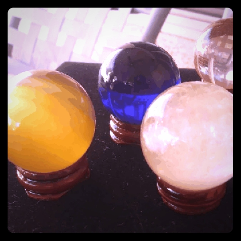 Mini Crystal Ball w/Wooden Stand